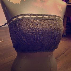 Free People Lace Bandeau Crop Top Olive Small